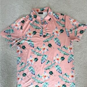 Bad Birdie Pink Floral Polo Shirt